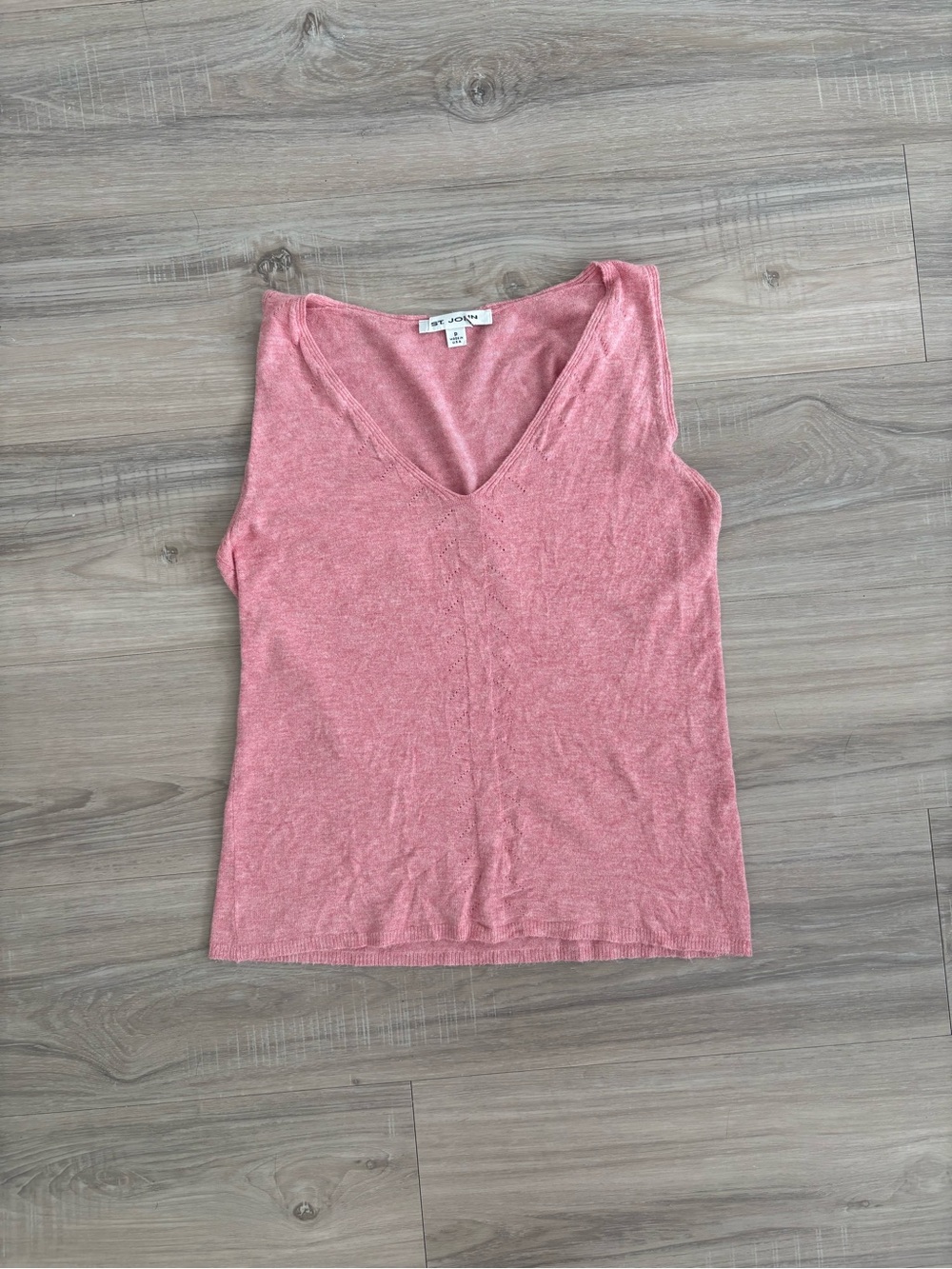 St. John V-Neck Knit Tank Top in Pink